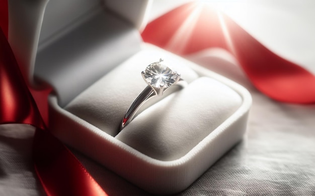 Pierścionek ślubny propozycja ślubna spowiedź miłości pierścionek diamentowy wstążka i róża Dzień Walentynek miłość