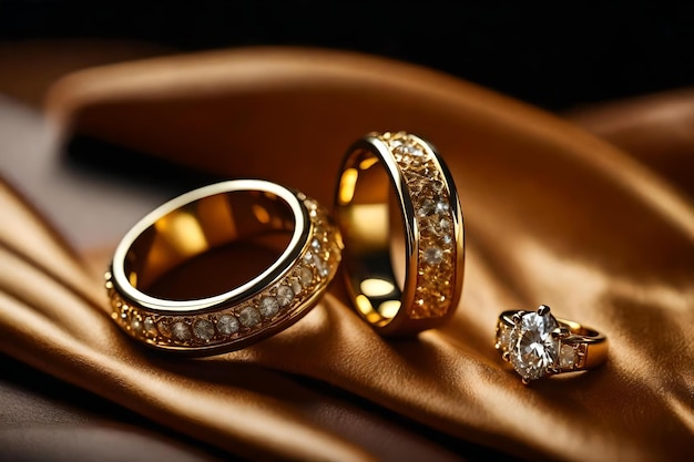 Pierścionek ze złota i diamentów z pierścionkiem z brylantem.