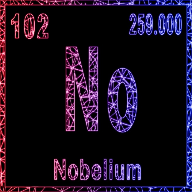 Pierwiastek chemiczny Nobelu Znak z liczbą atomową i masą atomową