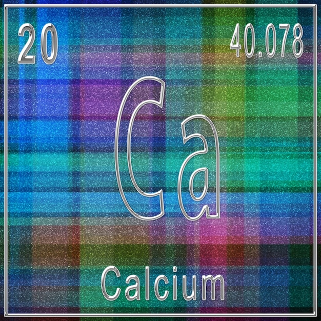 Pierwiastek chemiczny wapnia Znak z liczbą atomową i masą atomową