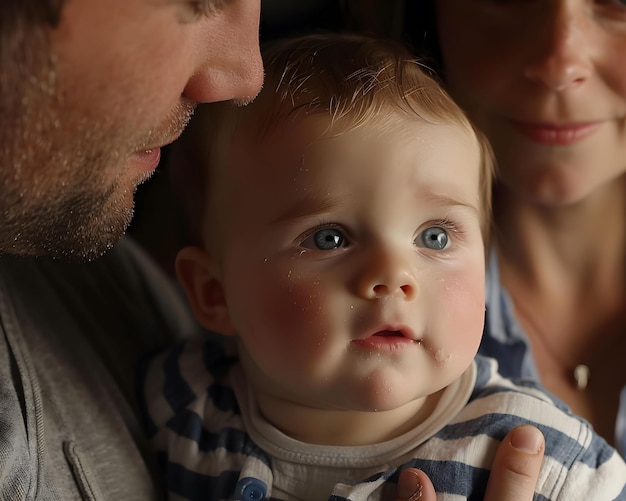 Pierwsze słowo dziecka. Mama i tata uważnie słuchają.