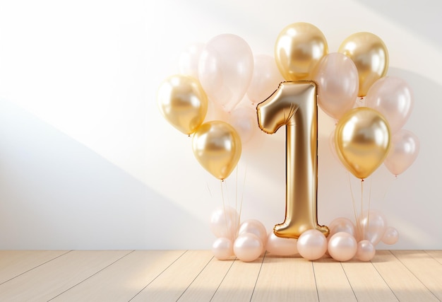 Pierwsze święto urodzin Helium balon w kształcie numeru jeden Light beckground