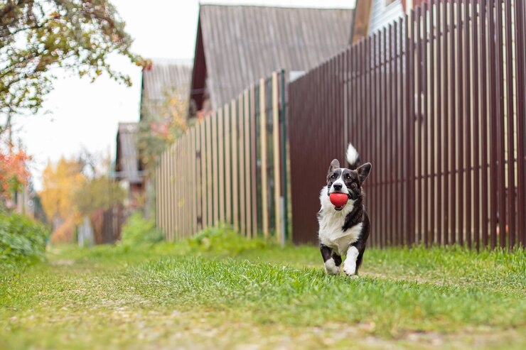 Pies domowy Welsh corgi Pembroke Pies czystej rasy z zabawką