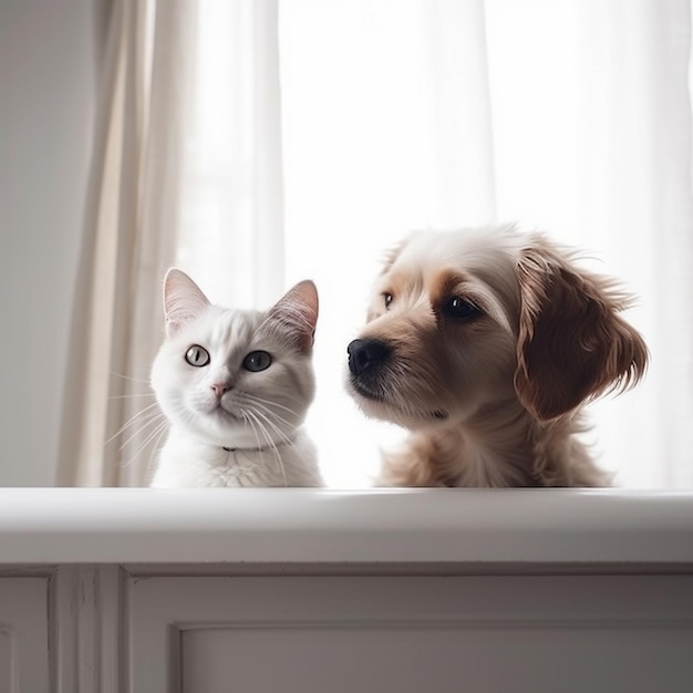 Pies i kot są razem w wannie.