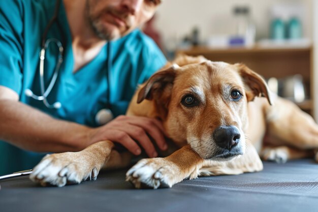pies leczony przez weterynarza zwierzę poddawane badaniu na wizycie weterynaryjnej koncepcja kliniki weterynarnej opieki zdrowotnej
