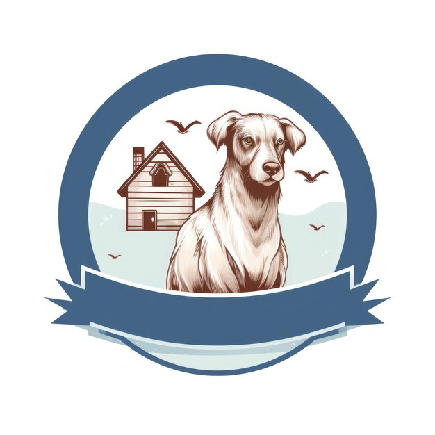 Zdjęcie pies na białym tle logo wolne miejsce dla nazwy sklepu zoologicznego