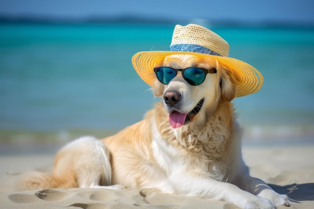 Pies na wakacjach Letnia plaża morska