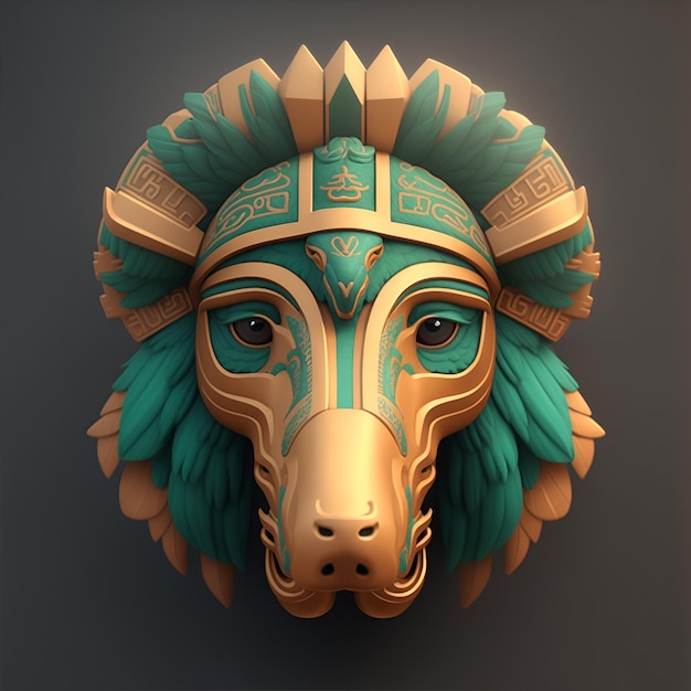 Pies quetzalcoatl głowa symetryczna płaska ikona projekt AI generowany