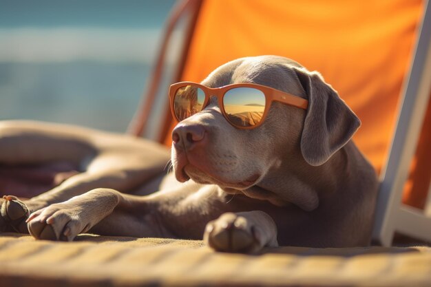 Pies relaksuje się na plaży