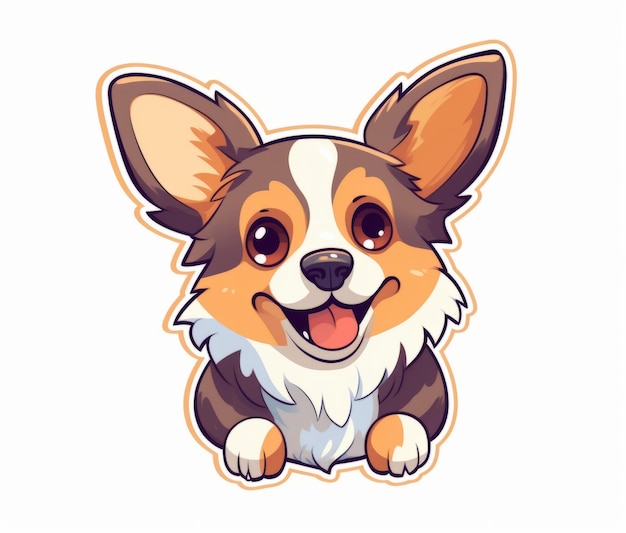 Pies rysunkowy, który ma twarz corgi.