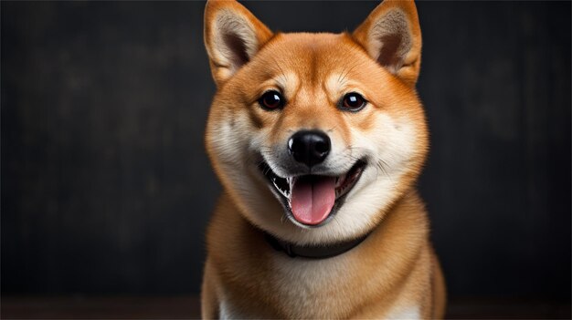 Pies Shiba inu stojący na jesiennym polu Portret psa akita inu