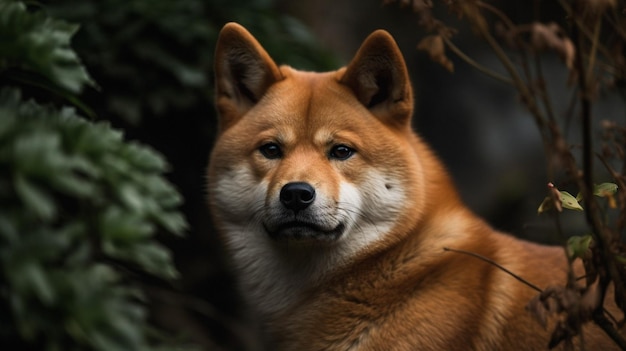 Pies shiba inu z czarnym nosem