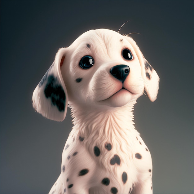 Pies słodkie zwierzę domowe dziecko uśmiechający się kreskówka na białym tle niewyraźne tło Ilustracja petshop selektywne fokus generowane AI