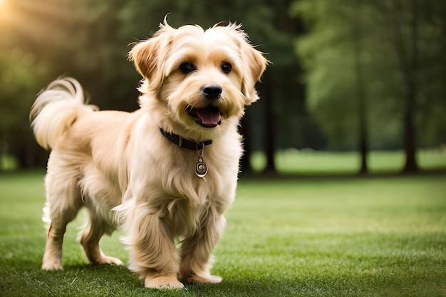 Pies stojący na polu golfowym