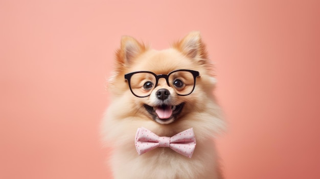 Pies w okularach i muszce