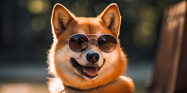 Pies w okularach przeciwsłonecznych i okularach przeciwsłonecznych