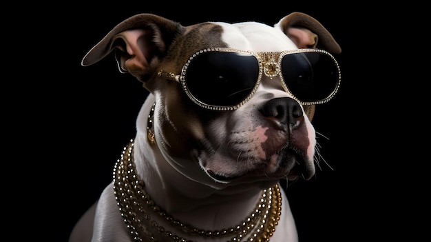 Pies w okularach przeciwsłonecznych
