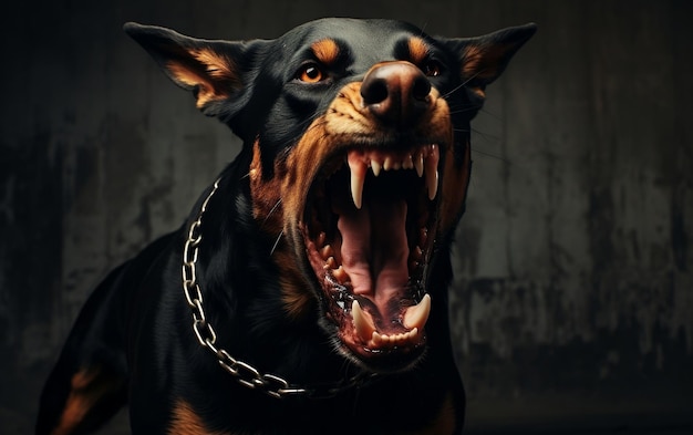 Pies z otwartymi ustami w zbliżeniu strzał AI