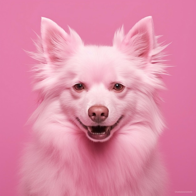 pies z różowym tłem i napisem „imię psa”