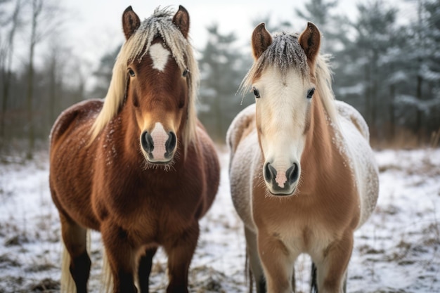 Pieszczot piękno zimy zwierzę gospodarstwo ssak śnieg konie grzywa przyroda