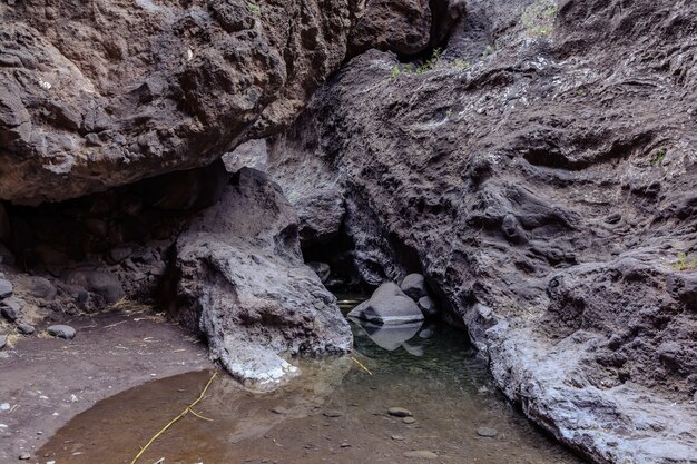 Piesze wycieczki w Gorge Masca. Wyspa wulkaniczna. Góry na Teneryfie, Wyspy Kanaryjskie, Hiszpania.