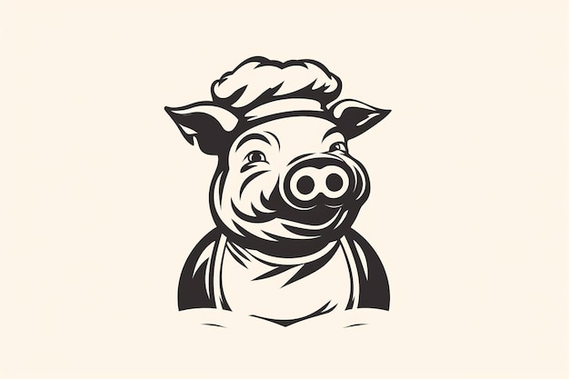 Zdjęcie pig chef logo piękny obraz ilustracji generatywna sztuczna inteligencja