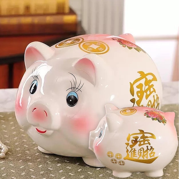 PIG SAVE CASE MONEY Chińska kaligrafia Koncepcja biznesu