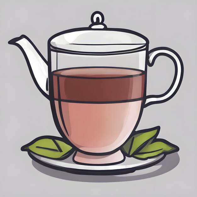 Zdjęcie pij herbatę, ikona z kreskówki, bardzo fajna.