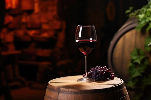 Pijanie czerwonego wina pośród dębowych beczek