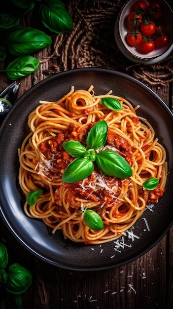 Pikantne batoniki spaghetti Pyszne danie obiadowe z pomidorami i sosem