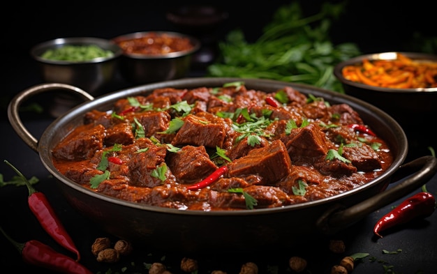 Pikantne i aromatyczne tradycyjne danie indyjskie Rogan Josh