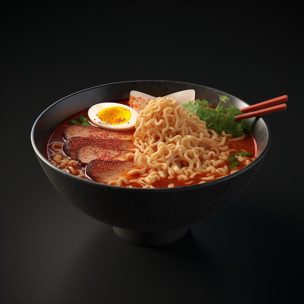 Pikantne Miso Ramen Na przykład miso ramen z pysznym i pikantnym smakiem