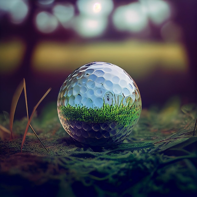 Piłeczka golfowa bliska zdjęcie golfball w tle pola golfowego