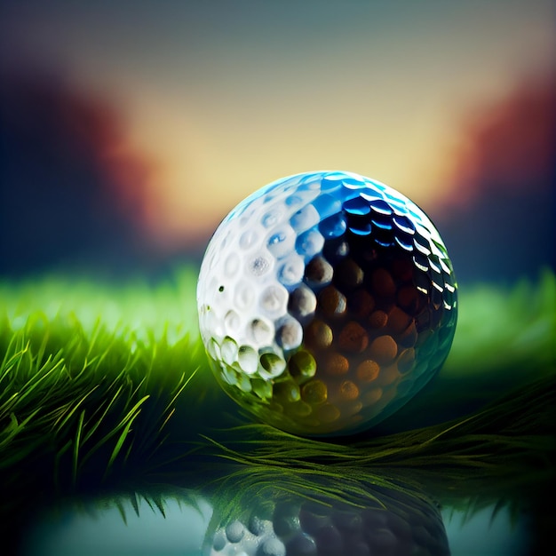 Piłeczka golfowa bliska zdjęcie golfball w tle pola golfowego