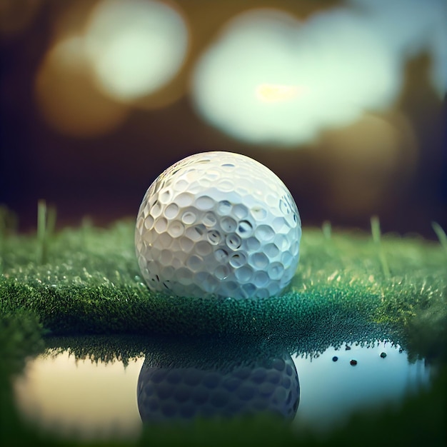 Piłeczka golfowa bliska zdjęcie golfball w tle pola golfowego