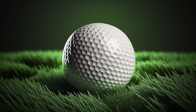 Piłeczka golfowa na zielonej murawie i zielonym tle renderowania 3d Generative AI