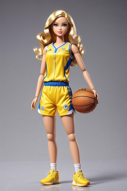Piłka Barbie w żółtym mundurze do koszykówki bez rękawów
