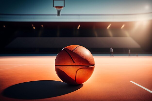 Zdjęcie piłka do koszykówki na arenie w tle