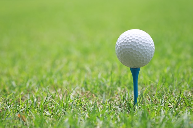 Piłka golfowa na drewnianym golfowym trójniku.