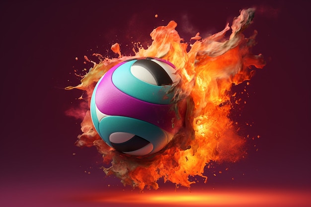 Piłka koszykówki w płomieniach 3D rendering 3D ilustracja