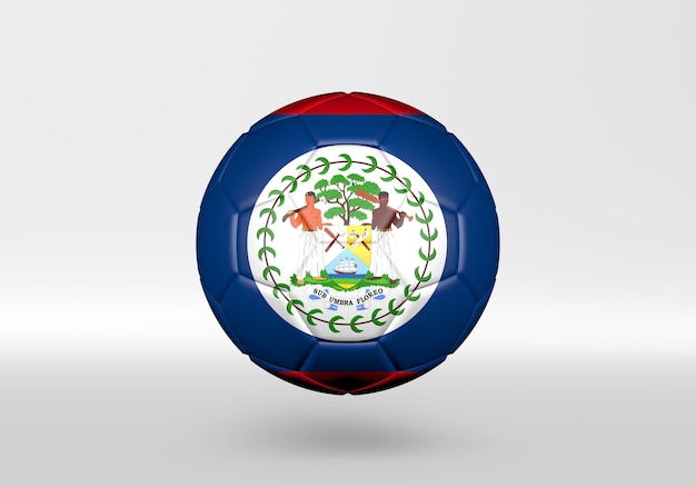 Piłka nożna 3D z flagą Belize na szarym tle