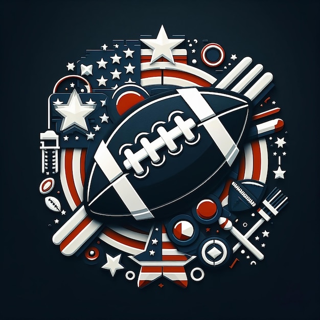 Zdjęcie piłka nożna amerykańska w emblemach wektorowych ilustracja z czarnym tłem projekt super bowl niedziela