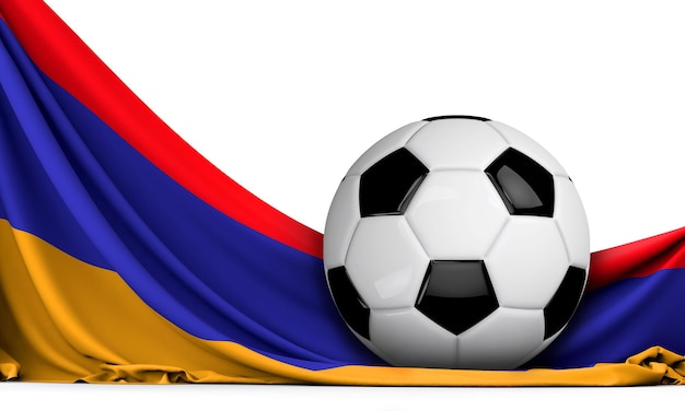 Piłka nożna na fladze Armenii Piłka nożna w tle 3D Rendering