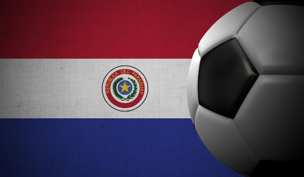 Piłka nożna na tle flagi Paragwaju Renderowanie 3D