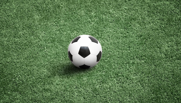 Zdjęcie piłka nożna na zielonym placu zabaw koncepcja piłki nożnej