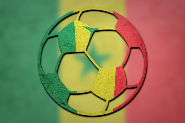 Piłka nożna piłka narodowa flaga Senegalu. Senegal piłka nożna.