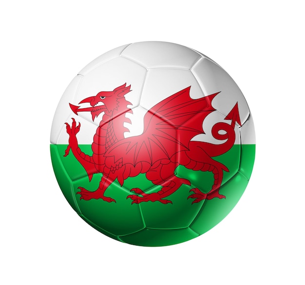 Piłka nożna piłka z flagą Walii ilustracja 3D