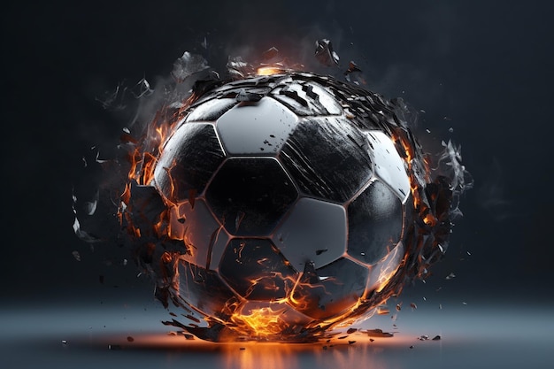 Piłka nożna w ogniu Ilustracja 3D 3D CG Wysoka rozdzielczość generatywne ai