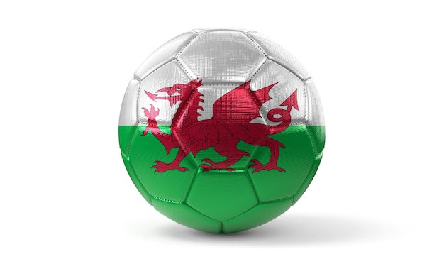 Piłka nożna z flagą narodową Walii ilustracji 3D