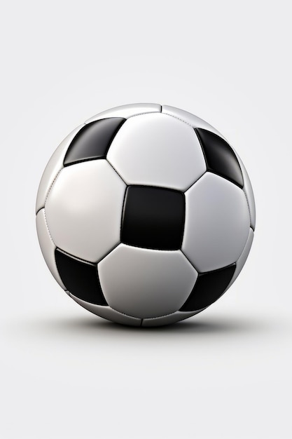 Zdjęcie piłka piłkarska pokazana na białym tle z cieniem generatywna sztuczna inteligencja